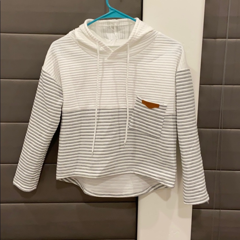 Gray and White Thin Hoodie